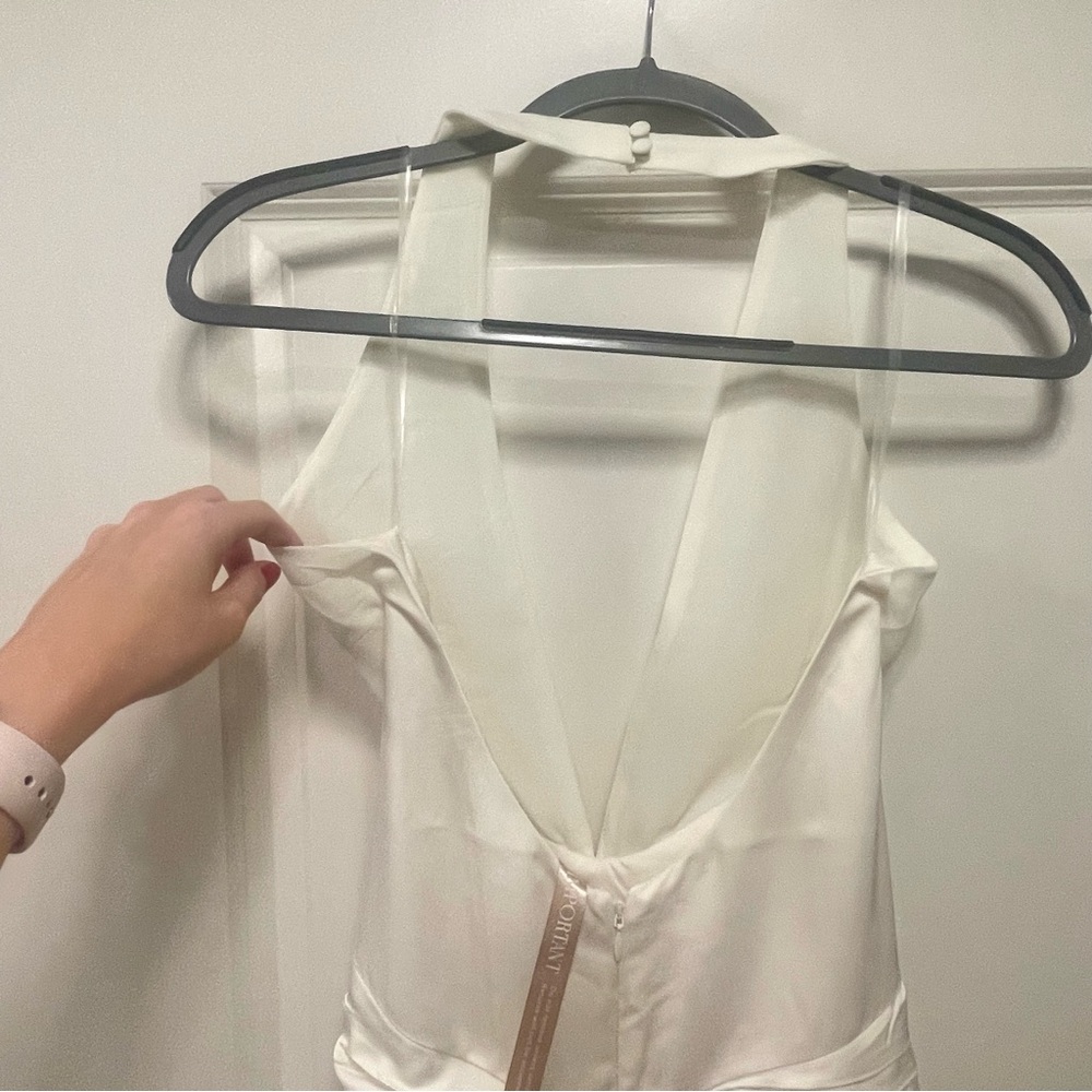 NWT! Meshki Graziana Satin Chiffon Plunge Maxi Dress - Picture 10 of 11